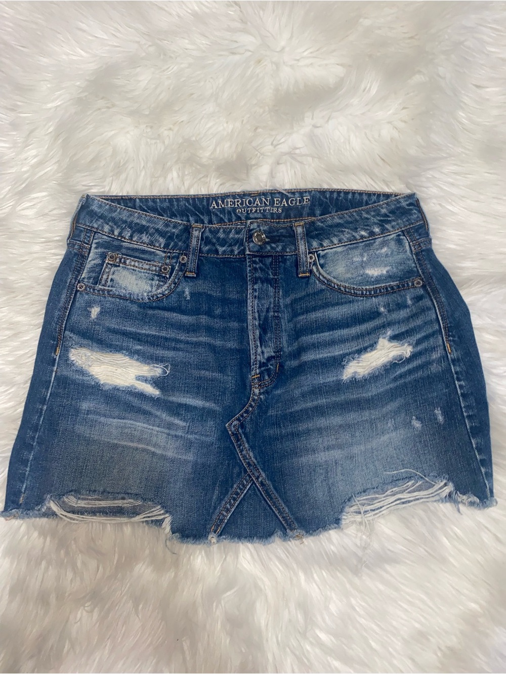 American Eagle Outfitters Distressed Denim Mini Skirt - Size 8